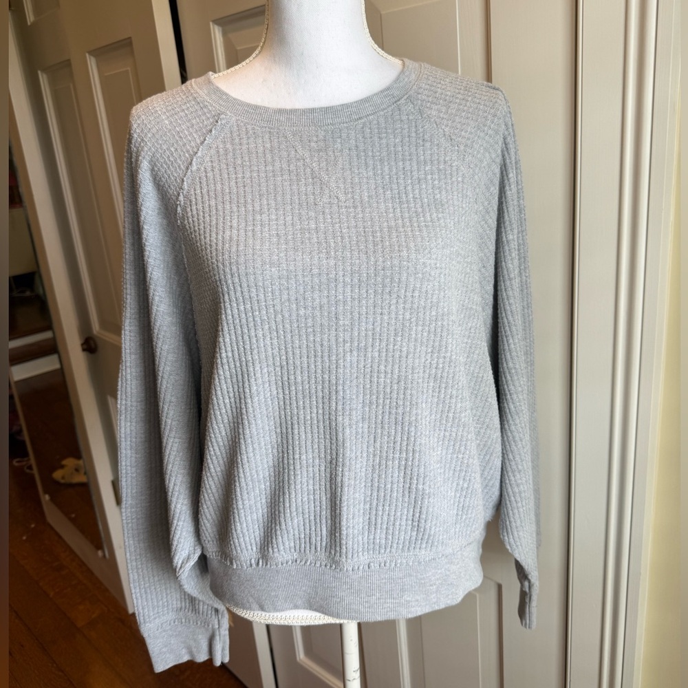 Gray Waffle Knit Longsleeve Top